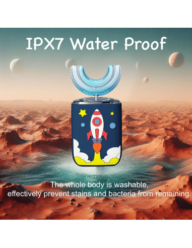 Cepillo de Dientes Eléctrico Geacker U para Niños 2-7 Años