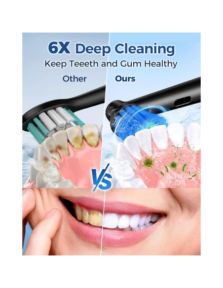 Cepillo de dientes eléctrico TEETHEORY con 8 cabezales y 3 modos