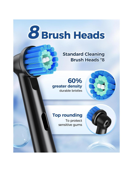 Cepillo de dientes eléctrico TEETHEORY con 8 cabezales y 3 modos