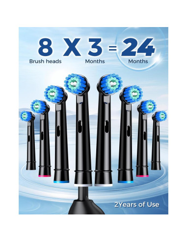 Cepillo de dientes eléctrico TEETHEORY con 8 cabezales y 3 modos