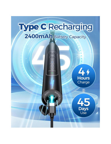 Cepillo de dientes eléctrico TEETHEORY con 8 cabezales y 3 modos