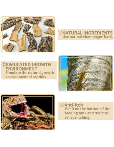 Fondo de Corteza de Corcho Natural 2PCS 40x30cm para Reptiles