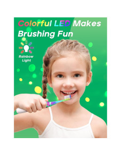 Cepillo de dientes eléctrico SEAGO para niños con luz LED y 8 cabezales 2
