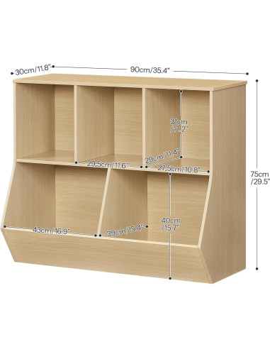 Estantería para Niños HOOBRO 90 cm Natural Organizador Juguetes