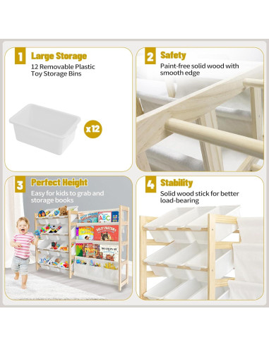 Organizador de Juguetes EXPERLAM - Estante Blanco 4 Niveles