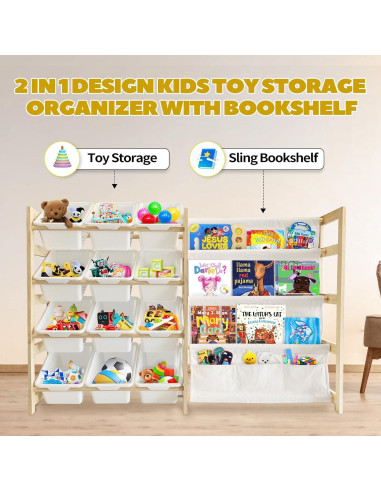 Organizador de Juguetes EXPERLAM - Estante Blanco 4 Niveles