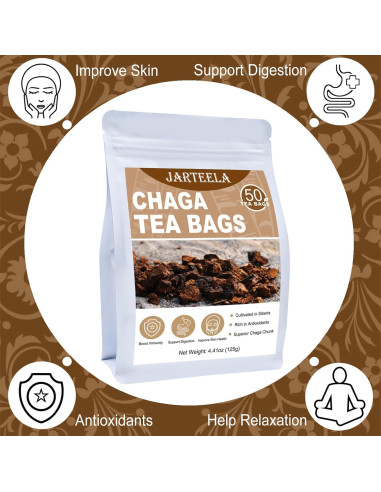 Té de Chaga Jarteela 50 Bolsitas 2.5g - Sin Cafeína