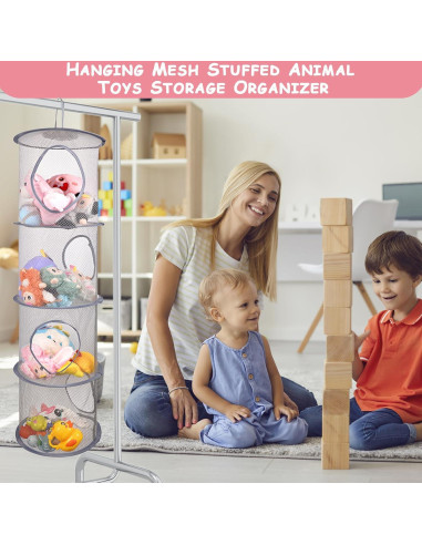 Organizador de Animales de Peluche ChezMax 4 Niveles Gris