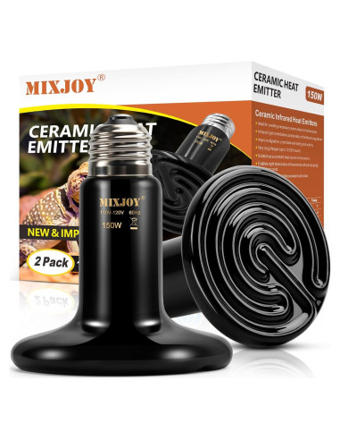 MIXJOY Lámpara de Calor para Reptiles 150W Cerámica 2Pack