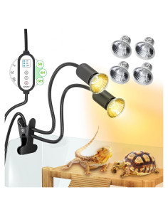 Lámpara de Calor para Reptiles DTZY Doble Cabeza UVA/B 4 Bombillas