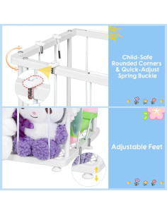 Organizador de Peluches de Metal Blanco - Almacenamiento Pared/Suelo 2