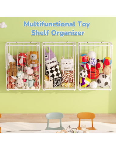 Organizador de Peluches de Metal Blanco - Almacenamiento Pared/Suelo