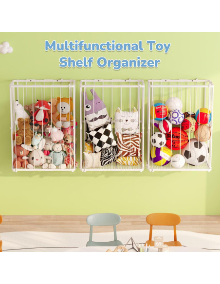 Organizador de Peluches de Metal Blanco - Almacenamiento Pared/Suelo