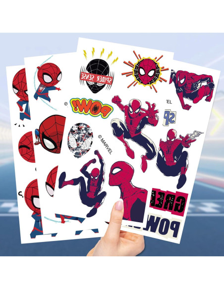 10 Hojas de Tatuajes Temporales Spiderman para Niños 6.6x11.9cm