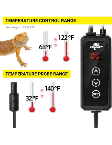 Termostato Digital CAVACHEW para Reptiles 300W PID LED