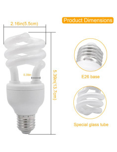 Bombilla UVB 15.0 Yimidool 13W para Reptiles - 1 Paquete 2