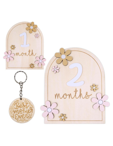Carteles Mensuales de Hitos para Bebés DUTHUDU - Madera Neutra