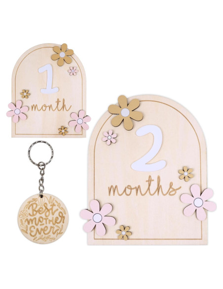 Carteles Mensuales de Hitos para Bebés DUTHUDU - Madera Neutra