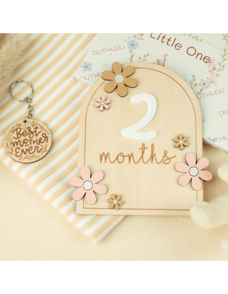 Carteles Mensuales de Hitos para Bebés DUTHUDU - Madera Neutra