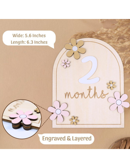 Carteles Mensuales de Hitos para Bebés DUTHUDU - Madera Neutra