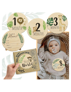 Tarjetas de Hitos Mensuales de Madera EnjoyMyDesign Safari