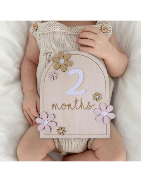 Carteles Mensuales de Hitos para Bebés DUTHUDU - Madera Neutra