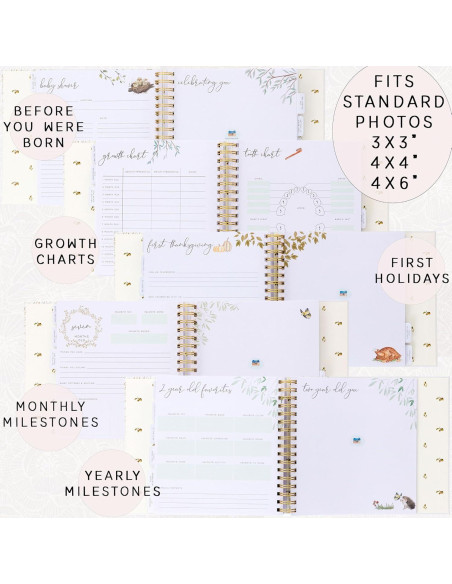 Libro de Recuerdos para Bebé dos pequeños dinosaurios 120 Páginas