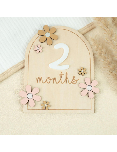 Carteles Mensuales de Hitos para Bebés DUTHUDU - Madera Neutra