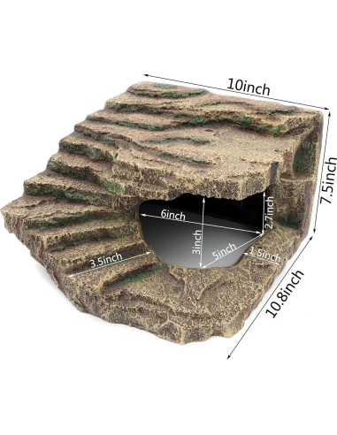 Escondite de Resina para Reptiles JIHAQUA Cueva Extra Grande