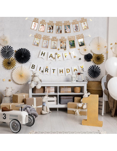 Banner de Fotos de Cumpleaños 1 Año PartyHooman Kraft