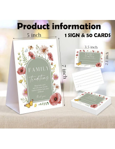 Juegos de Baby Shower Floral Boho Woukaup - 1 Cartel y 50 Tarjetas 2