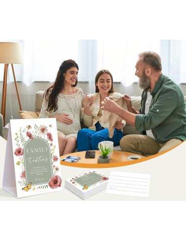 Juegos de Baby Shower Floral Boho Woukaup - 1 Cartel y 50 Tarjetas