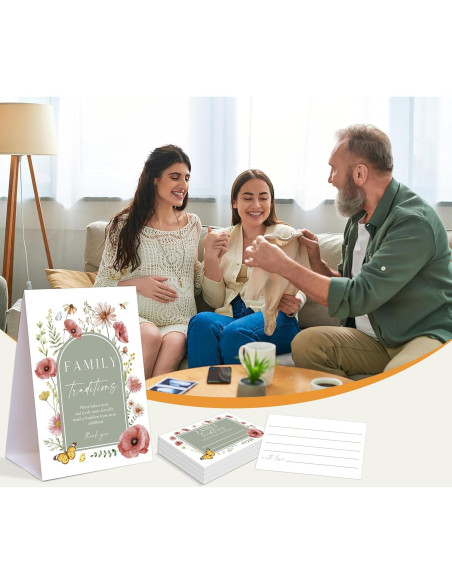 Juegos de Baby Shower Floral Boho Woukaup - 1 Cartel y 50 Tarjetas