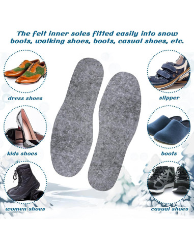 10 Pares de Plantillas de Lana de Fieltro Cutecrop - Talla 25 cm