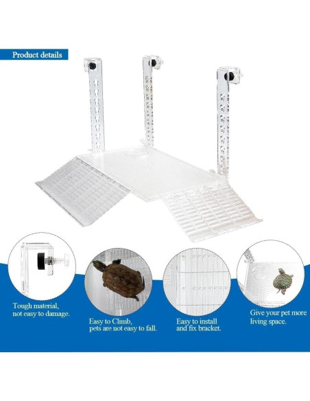 Plataforma de Sol Bañera para Tortugas AnRui Acrílico Grande