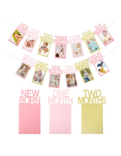 Banner de Fotos Primer Cumpleaños Buryeah Rosa y Dorado