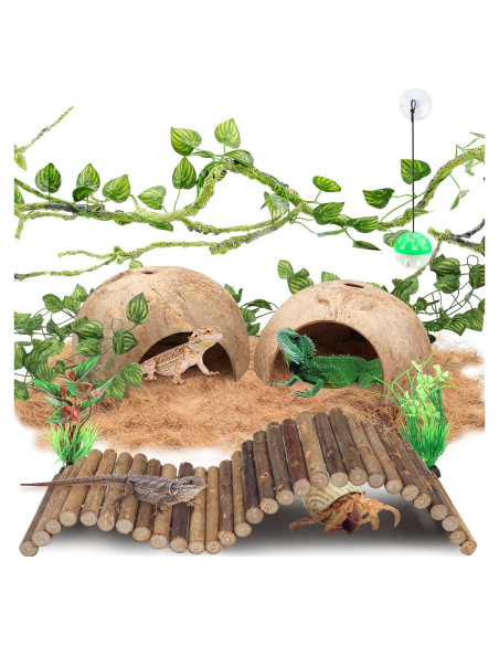 Accesorios para Terrario QUOZUO - Vides y Escondites para Reptiles