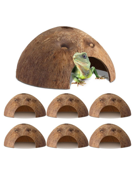 6 Refugios de Coco para Reptiles Woanger - Escondites Naturales 12.7 cm