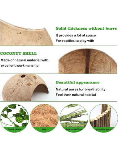 Accesorios para Terrario QUOZUO - Vides y Escondites para Reptiles