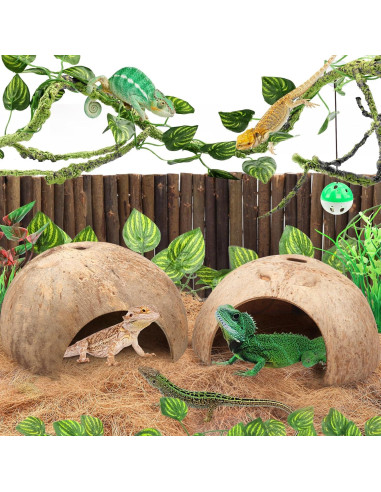 Accesorios para Terrario QUOZUO - Vides y Escondites para Reptiles