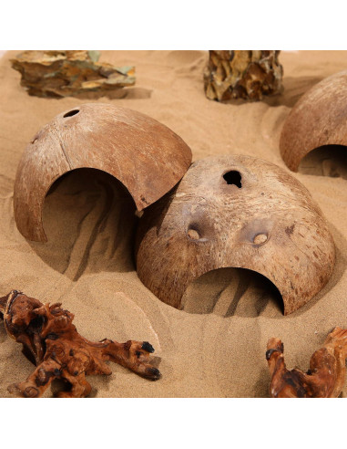 6 Refugios de Coco para Reptiles Woanger - Escondites Naturales 12.7 cm