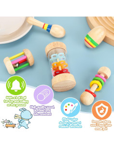 Juguetes de Madera para Conejos MEWTOGO 5 Pcs Seguros y Resistentes 2