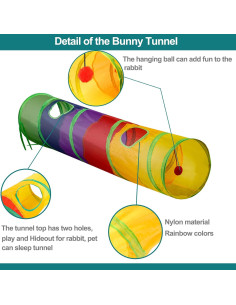 Túnel y Juguetes para Conejos Mechpia - 96.5x20.1cm 2
