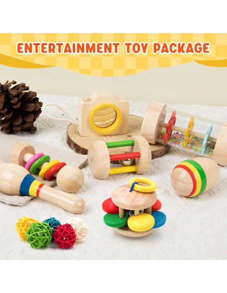 12 Juguetes de Madera para Conejos y Mascotas - LT-006H