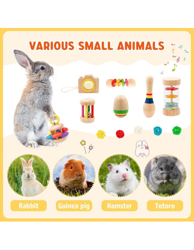 12 Juguetes de Madera para Conejos y Mascotas - LT-006H