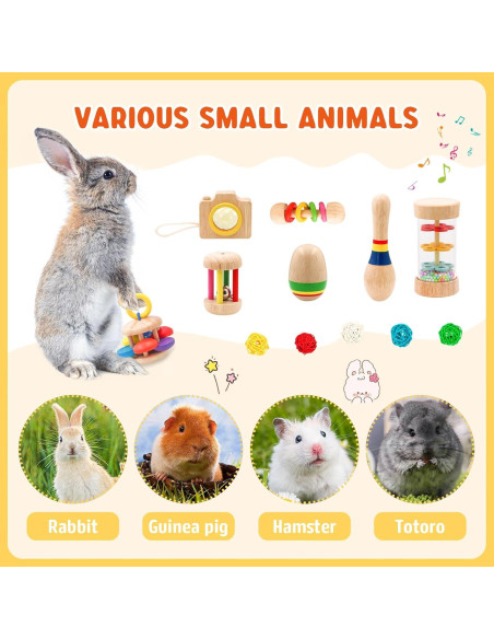 12 Juguetes de Madera para Conejos y Mascotas - LT-006H