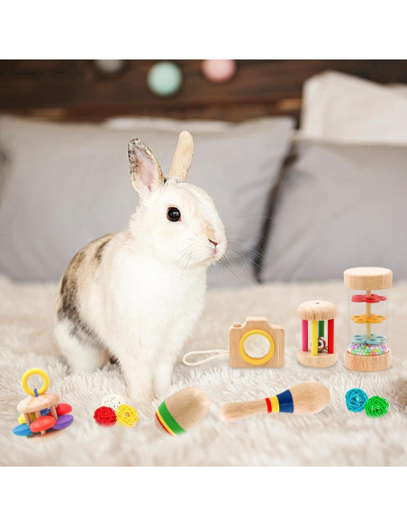 12 Juguetes de Madera para Conejos y Mascotas - LT-006H