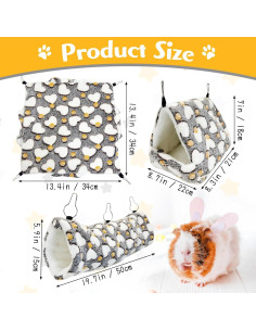 Juego de Hamacas para Ratas PINVNBY 3 Piezas Suave Gris 2