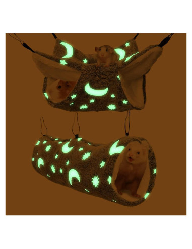 Hamaca y Túnel Noctilucente EAEDMY para Conejillos de Indias