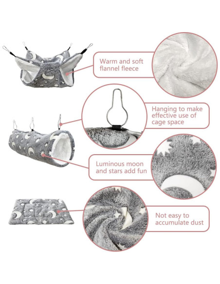 Hamaca y Túnel Noctilucente EAEDMY para Conejillos de Indias